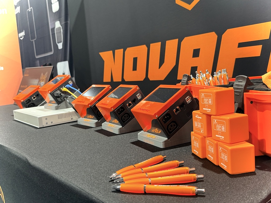 Novafox Hydra devices on display at ITAD Europe 2026 in Nice, showing network data erasure units on exhibition stand